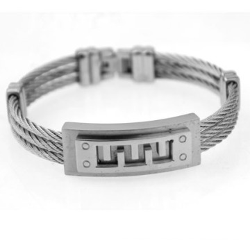 New Silver Jewelry Great Wall Pattern Stainless Steel Jewelry Bracelet Wire Bangles